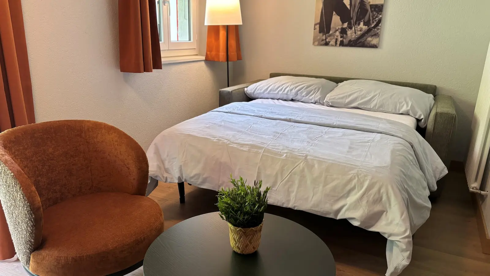 The sofa converts into a comfortable double bed