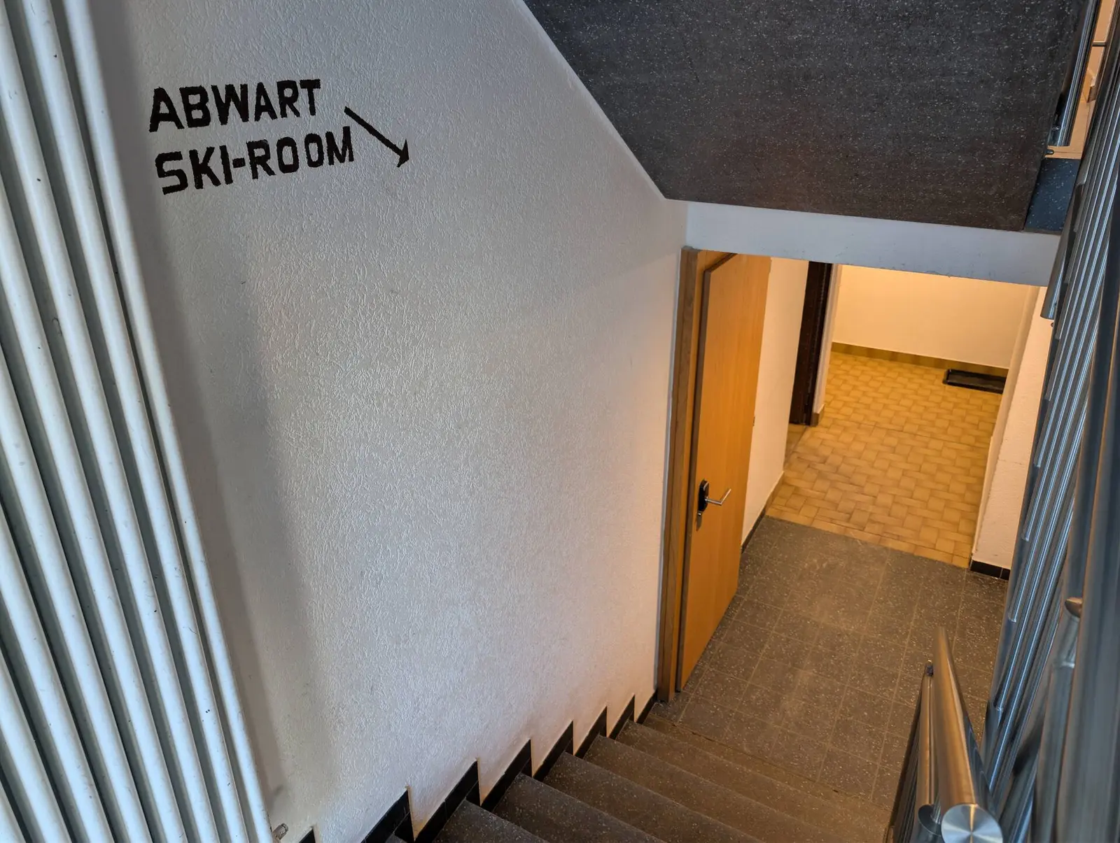Stairwell down to the ski room