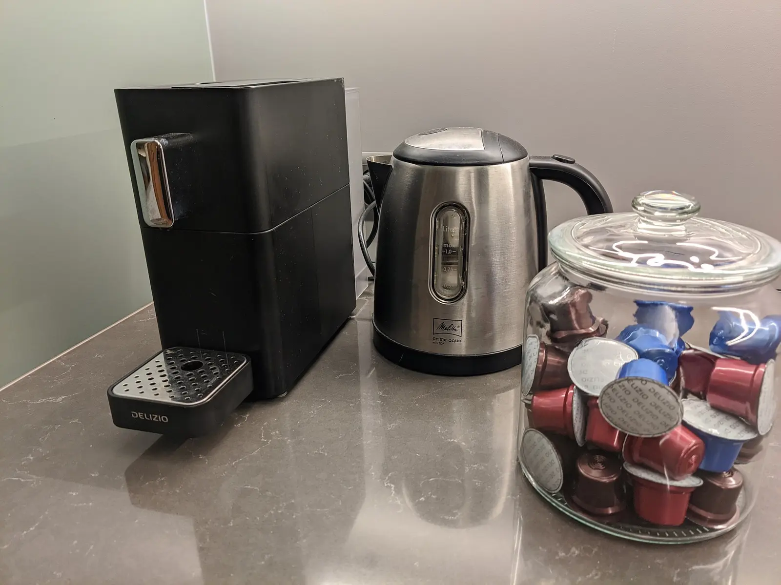 Coffee and tea station — capsules provided