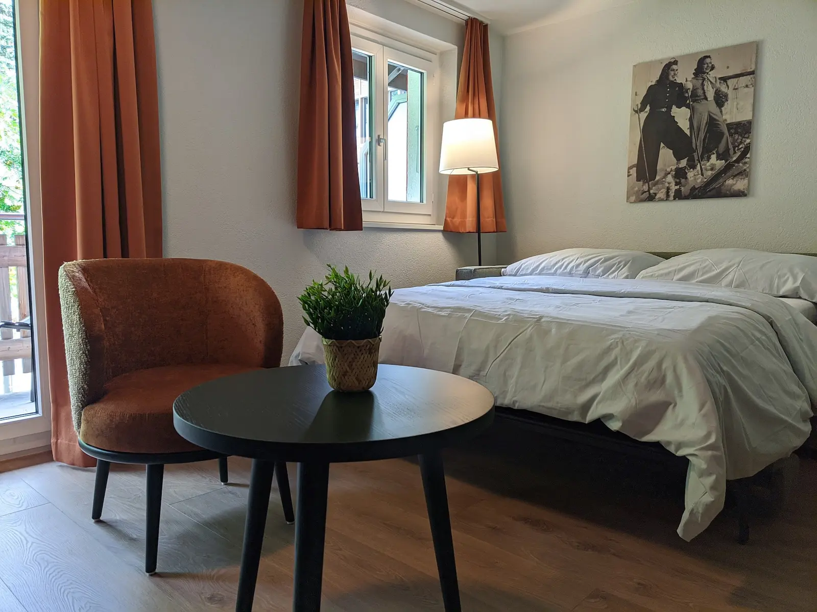 The sofa converts into an additional double bed