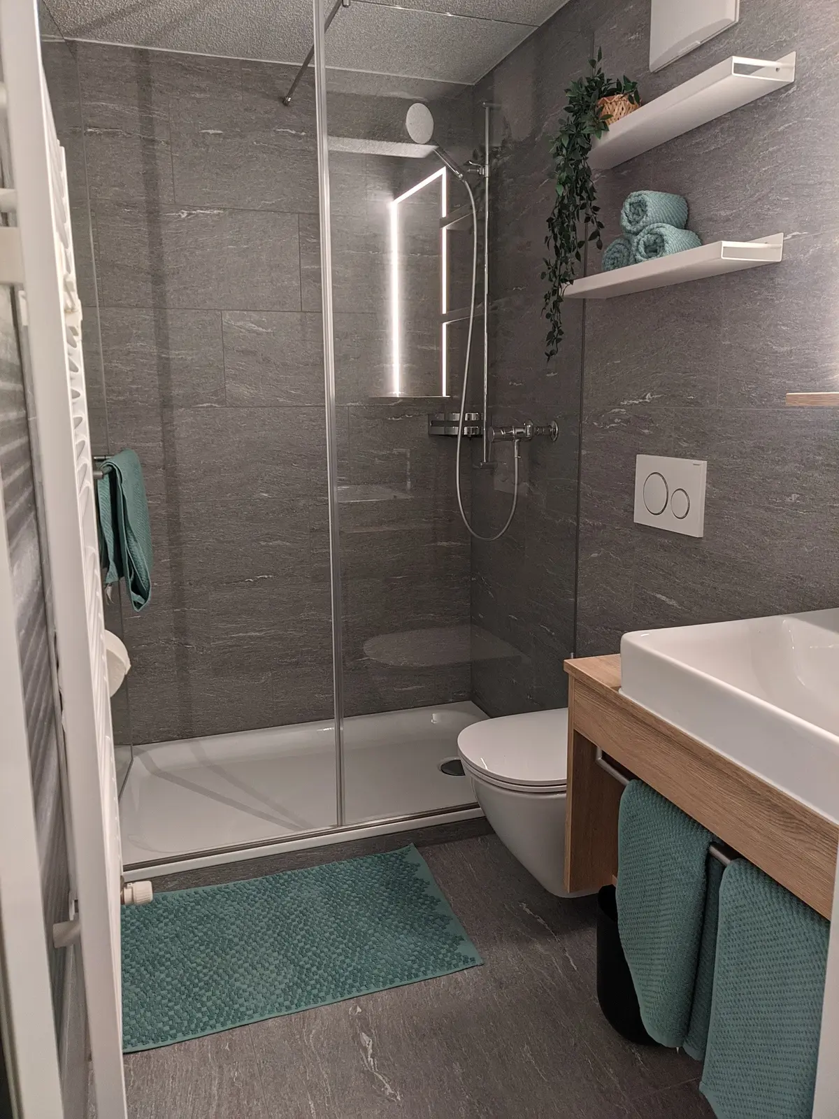 Modern bathroom with rain shower