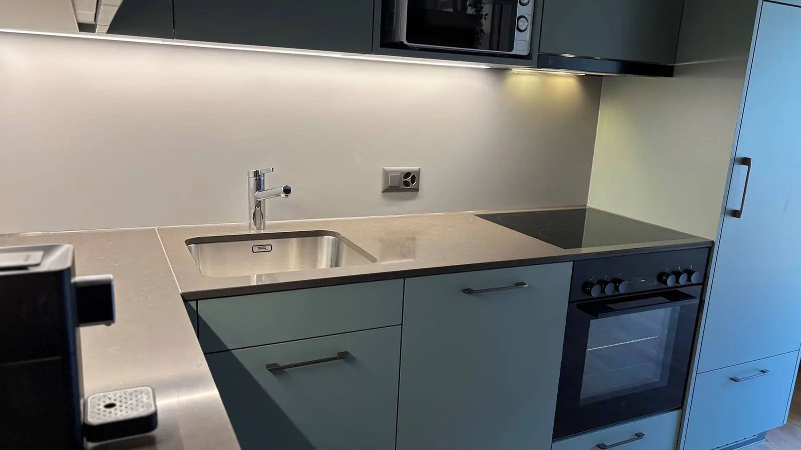 Cooktop, oven and plenty of workspace