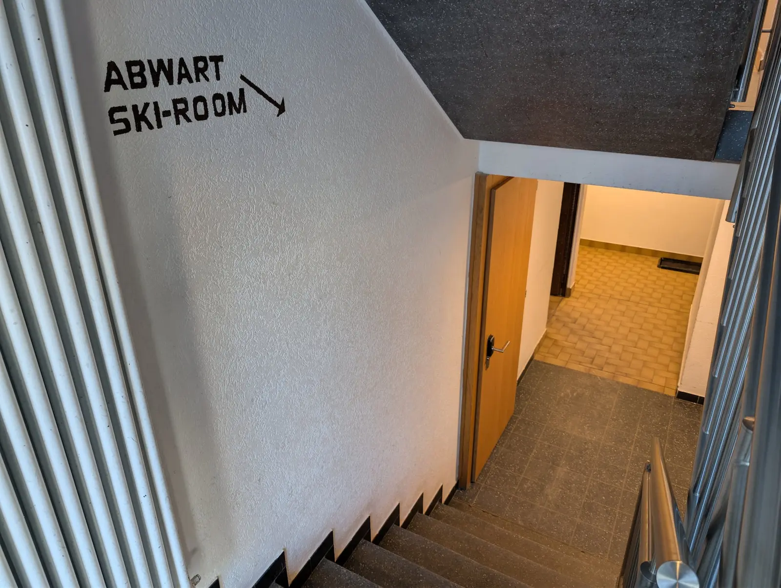 Stairwell down to the ski room