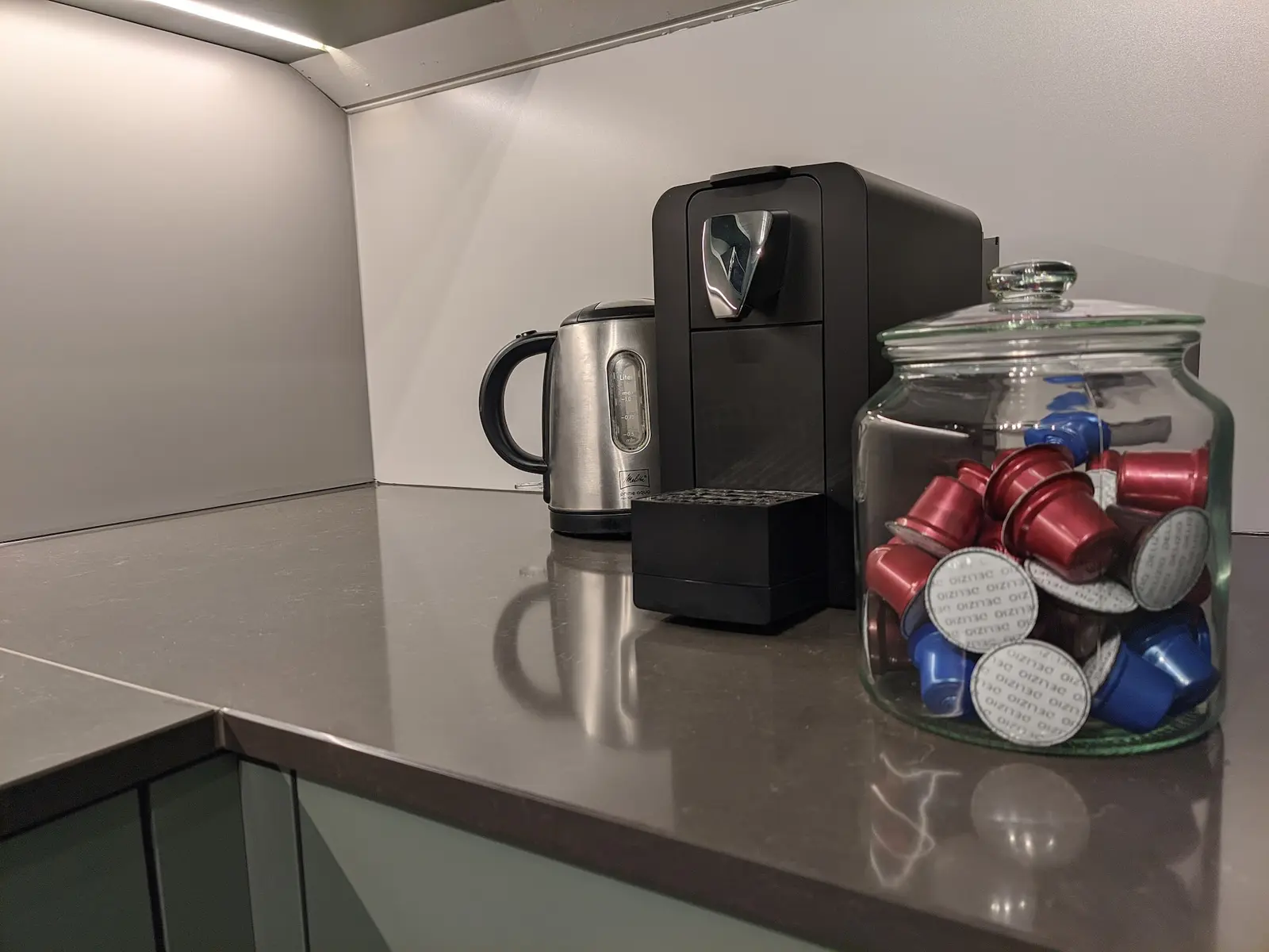 Coffee and tea station — capsules provided
