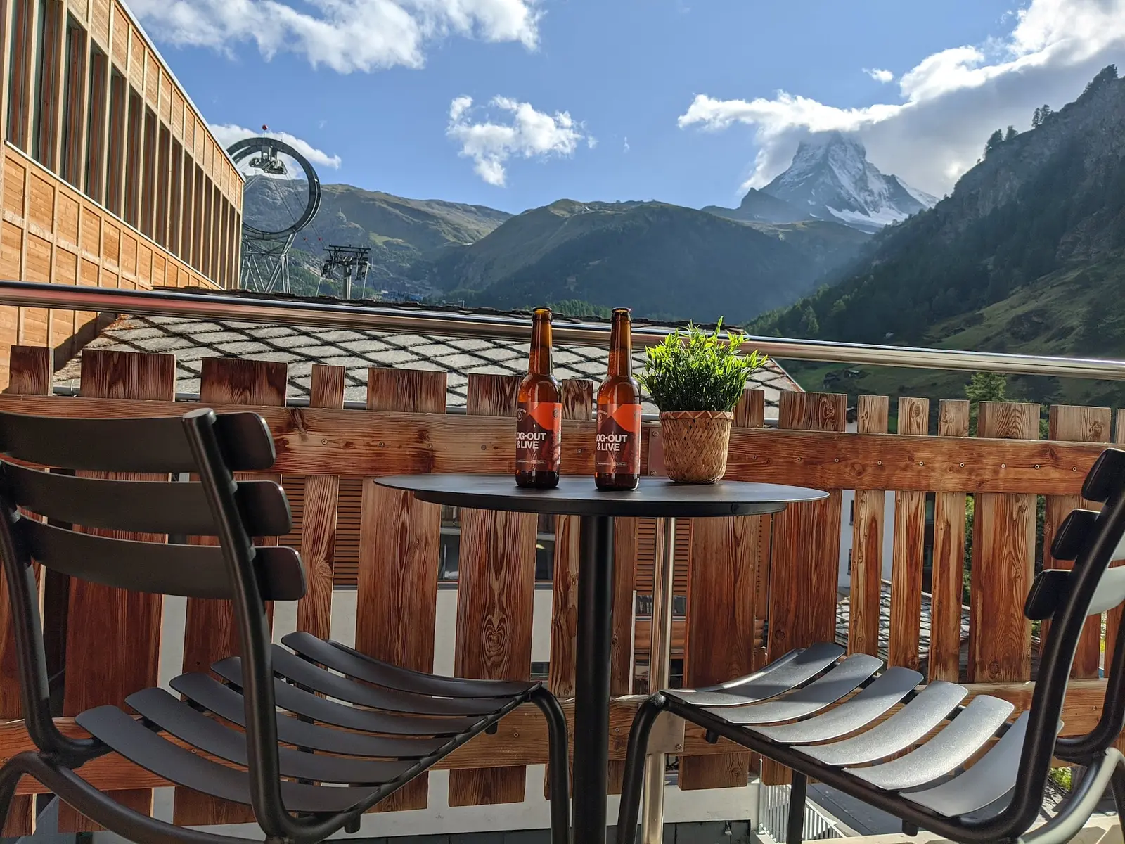 Apéro on the balcony — Matterhorn included