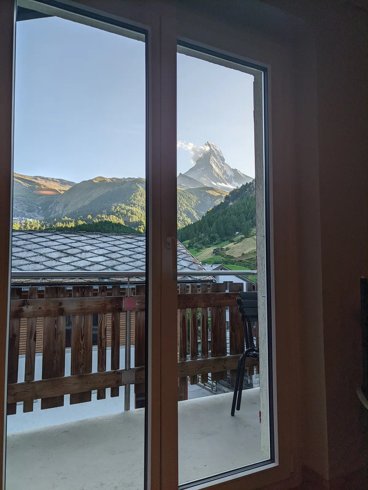 The Matterhorn, framed by the balcony door